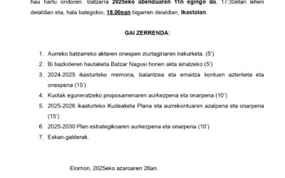 Kooperatibaren Batzar Nagusirako deialdia